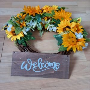 9003 – Couronne Welcome rotin et tournesols