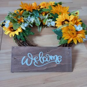 9008 – Couronne Welcome rotin et tournesols