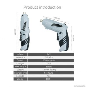 5036 –  tournevis électrique sans fil à changement de forme 3.6V neuf