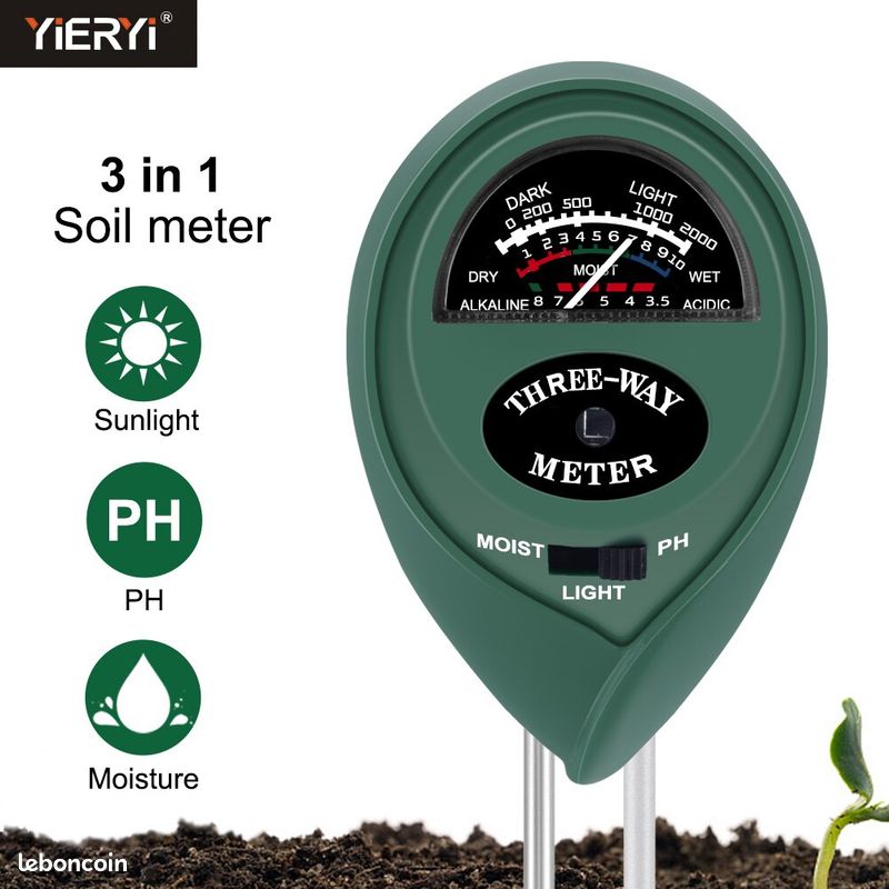Appareil de mesure du sol 3en1 pour la terre des plantes et des fleurs,  testeur de sol - PEARL