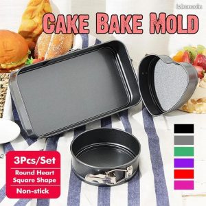 4158 –  3 moules de cuisson combo de gâteau avec fond amovible neufs