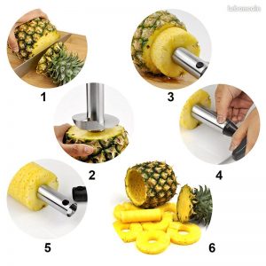 4116 – Ustensile de cuisine pour peler et trancher l’ananas en acier inoxydable neuf