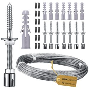 6214 – Kit de treillis de câbles en acier  8 supports, cable de 12m neuf