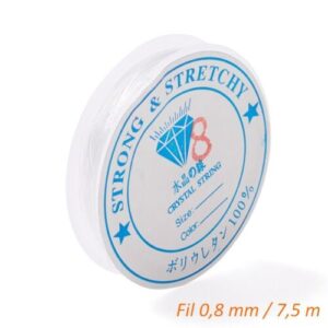 6541– Bobine 0.8 mm de Fil élastique Cristal Transparent 8 mètres neuf.