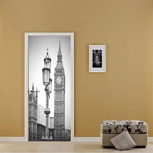 6981 – Autocollants De Porte 3D Londres Tour De L’Horloge 83 x 204 cm neuf