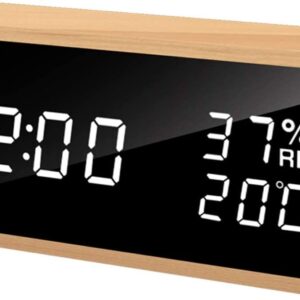 7227 – Réveil LED numérique en bois horloge température humidité neuf