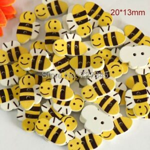 8263 – 100 BOUTONS EN BOIS EN FORME D’ABEILLE NEUFS