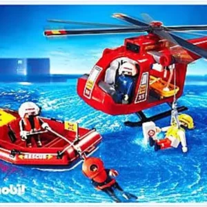 Playmobil 4428 Sauveteurs hélicoptère bateau pneumatique neuf