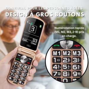 8761 – VOCA Téléphone V543  à Clapet simplifié pour Seniors neuf