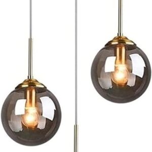 8816– Lampe suspendue 3 boules de verre neuve