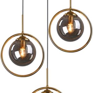 8820– Suspension Lustre Industrielle Vintage 3 boules en l’état neuf