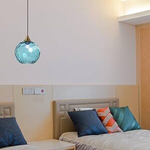 8824– Suspension globe en verre bleu de 20 cm neuve