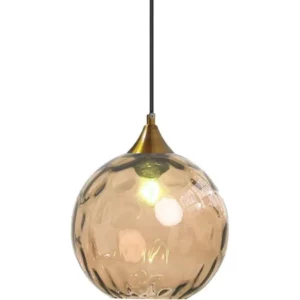 8825– Suspension globe en verre ambre de 20 cm neuve