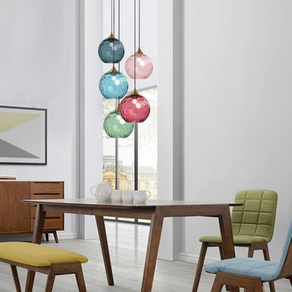 0047 – Suspension globe en verre bleu de 20 cm neuve – Image 6