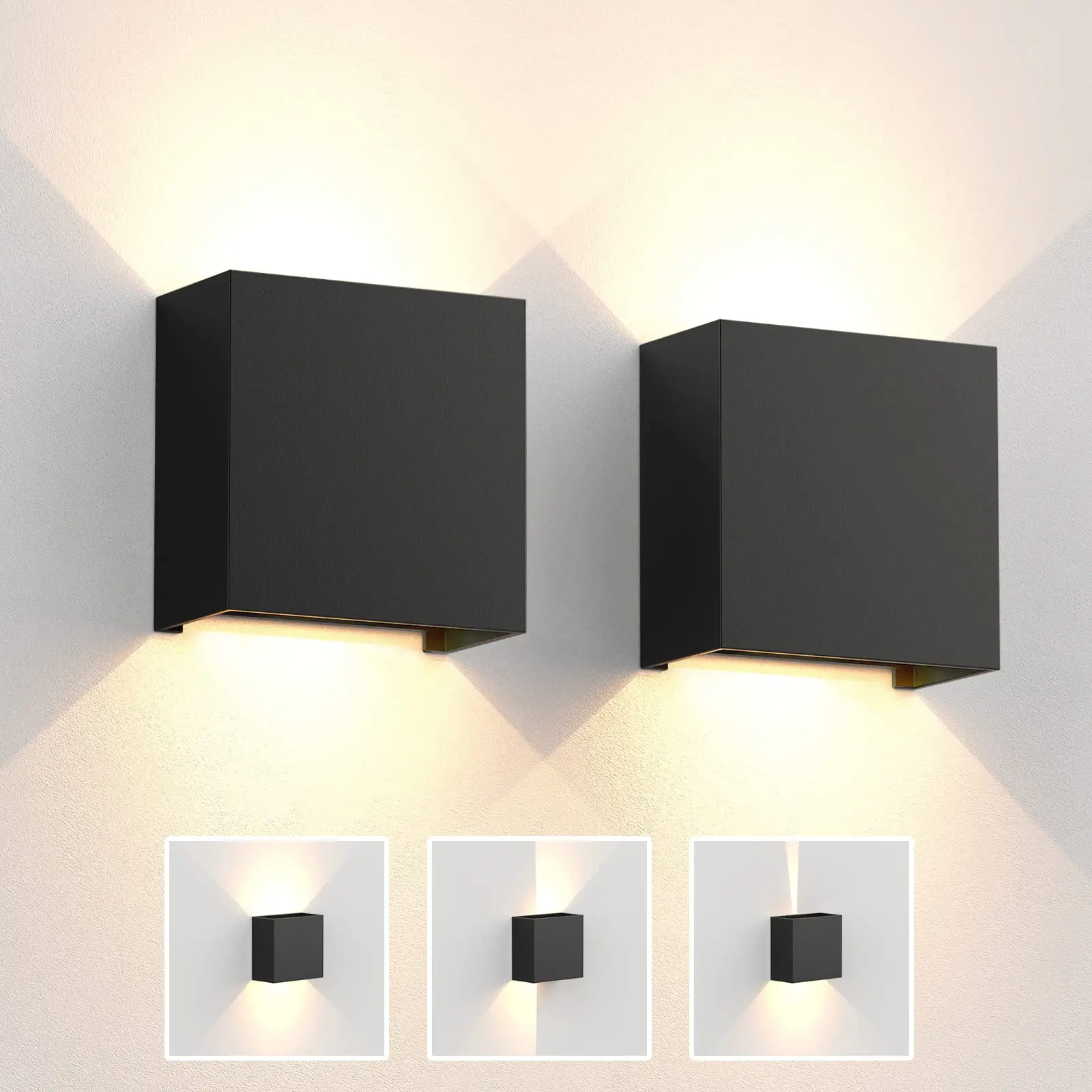 0521 – Lot de 2 appliques murales noirs d'intérieur neuves – Image 5