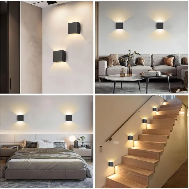 0521 – Lot de 2 appliques murales noirs d'intérieur neuves – Image 7