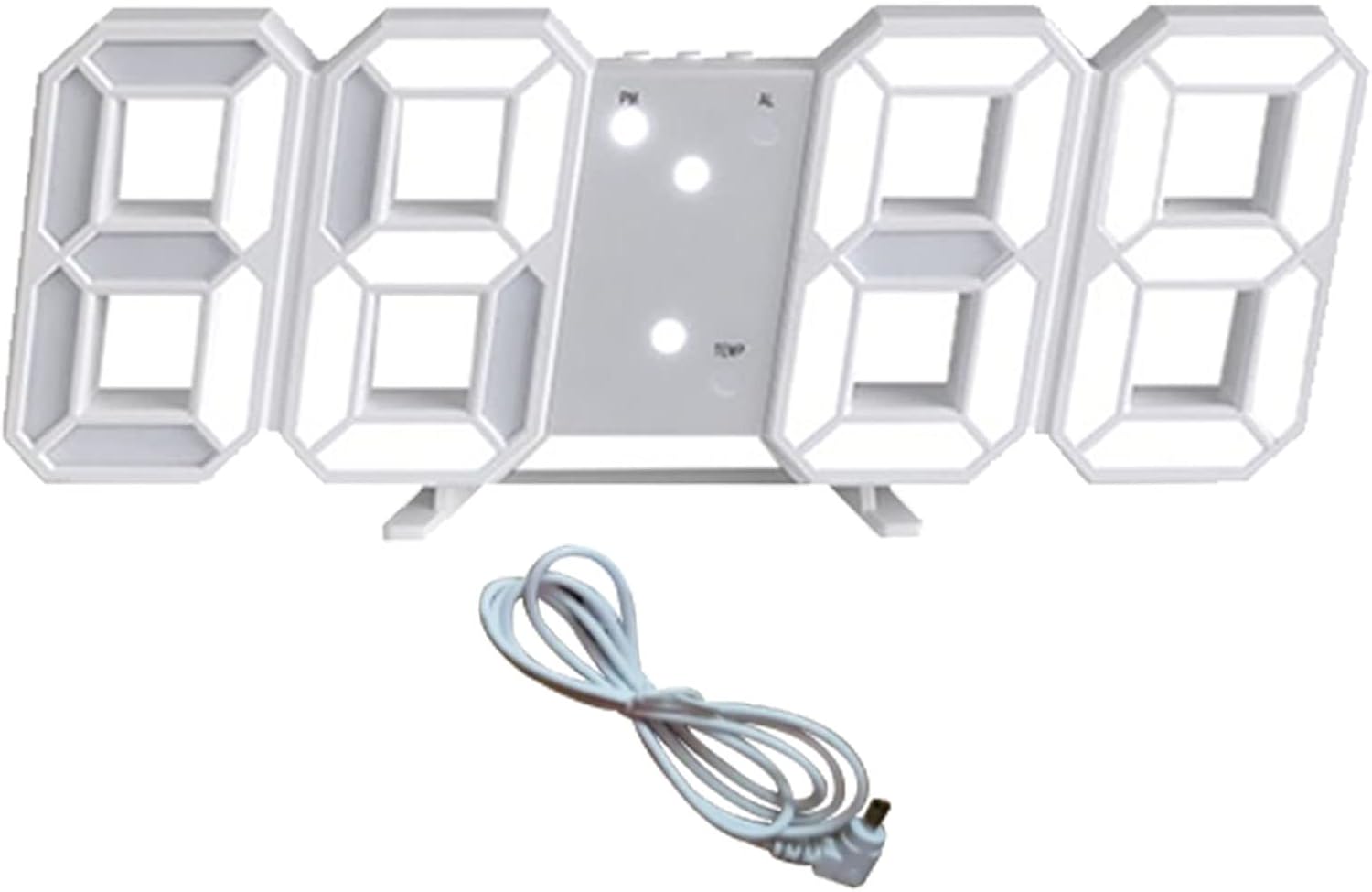 0649 – Réveil blanc numérique 3D LED avec affichage de la température neuf – Image 4