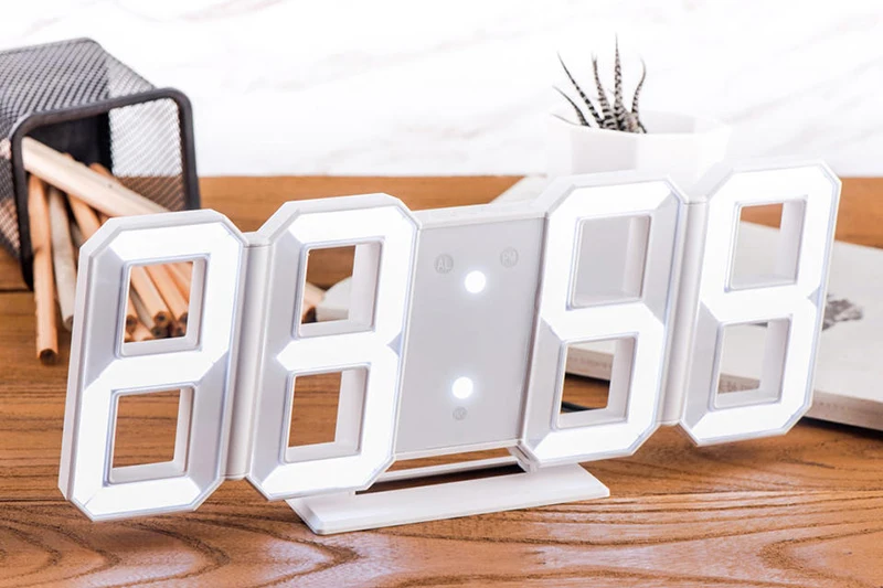 0649 – Réveil blanc numérique 3D LED avec affichage de la température neuf – Image 9
