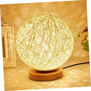 0842 – Lampe de table en bois et rotin neuve