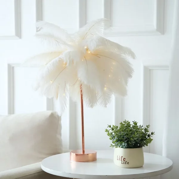 0849 – Lampe LED de table à plumes neuve – Image 15
