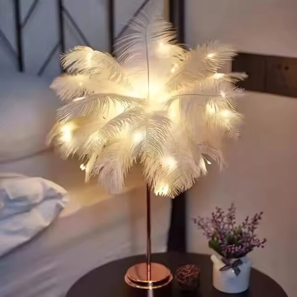 0849 – Lampe LED de table à plumes neuve