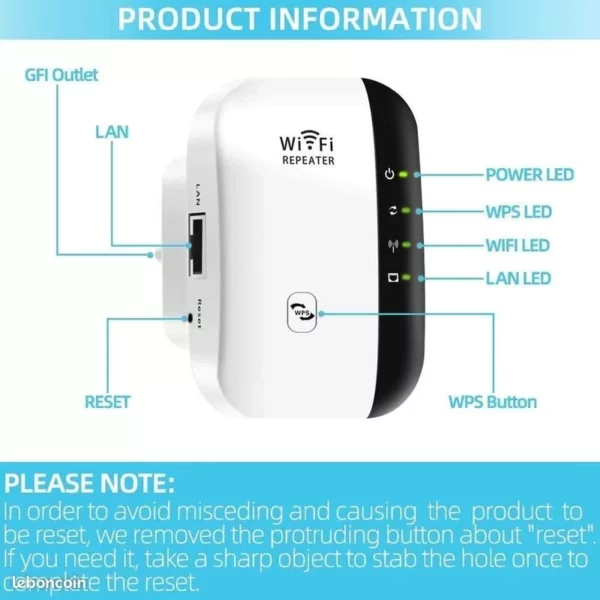0921 WiFi Répéteur 300Mbps Wireless , amplificateur sans fil neuf