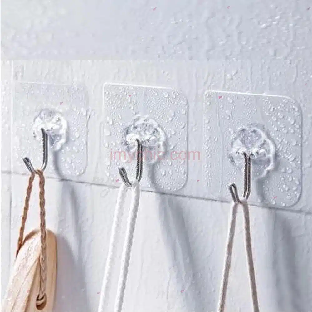 0880 – 5 crochets transparents sans trace crochet solide neufs . – Image 4