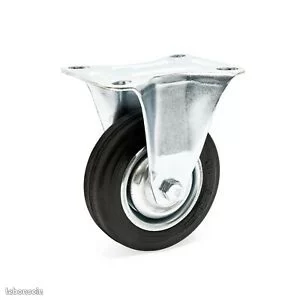 1313 – Roulette fixe Ø 75 mm Roue Caoutchouc Jante Métal neuve