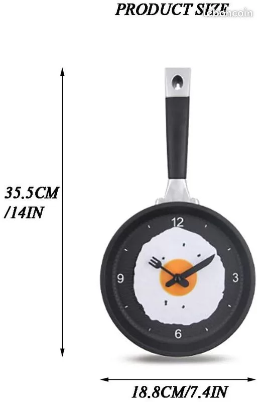 1385 – Horloge murale de poêle à frire avec œufs frits neuve