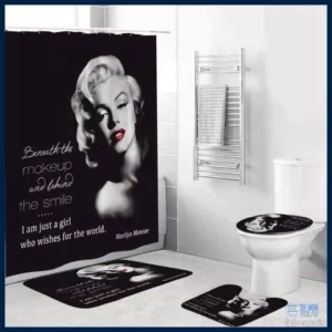 1355 –  Ensemble de tapis de bain, avec rideau de douche MARILYN MONROE neuf