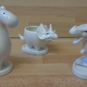 1501 – 3 dinosaures pots en céramique blancs neufs