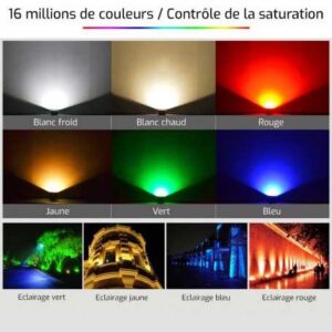 1547 – Projecteur LED RGB avec télécommande neuf