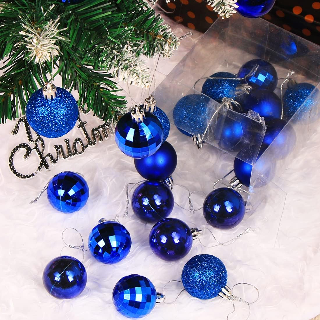1604 – 10 Boules de Noël Couleur bleues 60 mm neuves – Image 4