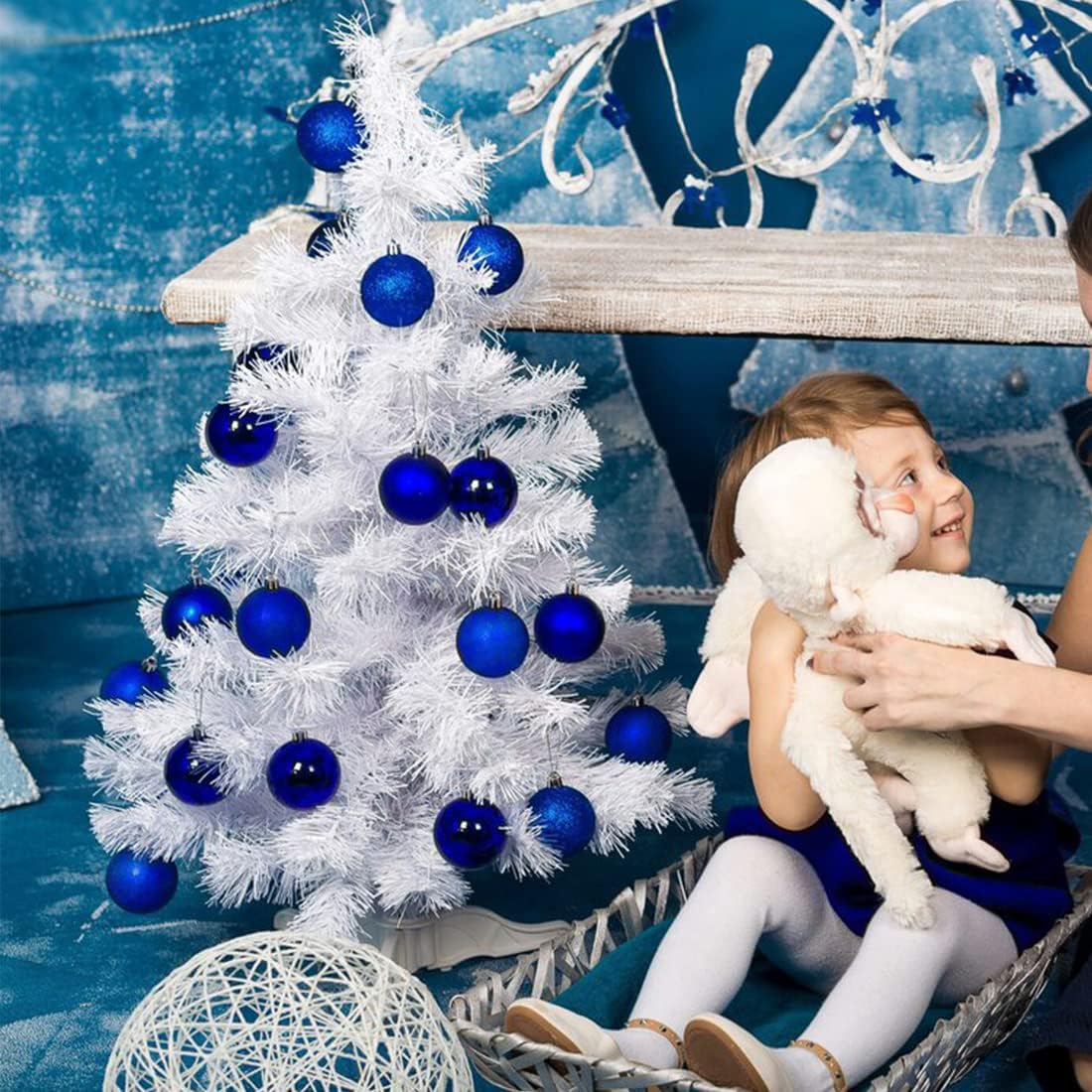 1604 – 10 Boules de Noël Couleur bleues 60 mm neuves – Image 3