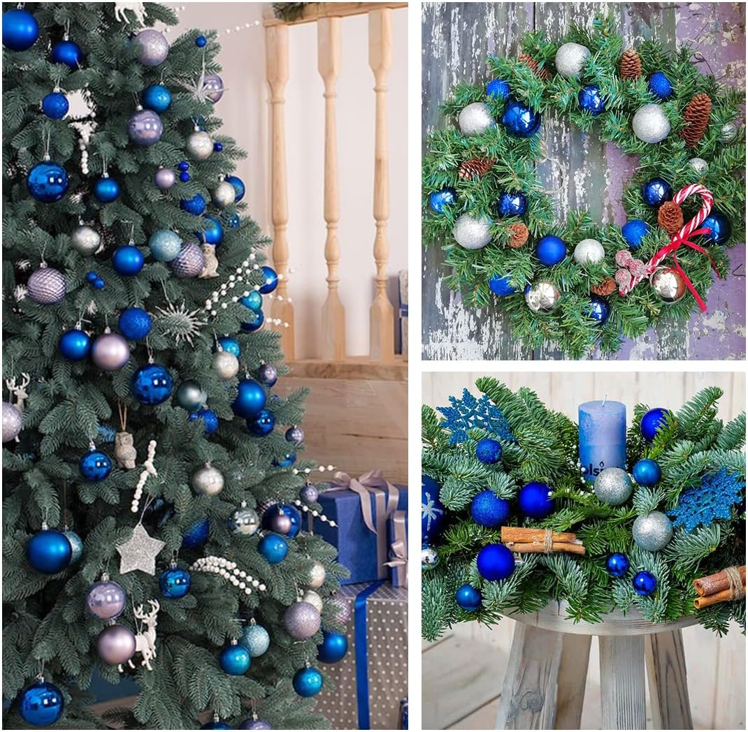 1604 – 10 Boules de Noël Couleur bleues 60 mm neuves – Image 2