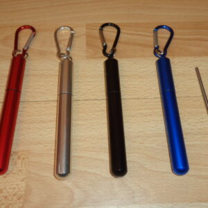 1632 – 4 Pailles télescopiques portables en acier inoxydable neuves