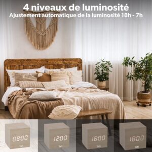 1713 – Réveil en forme de carré & finition bois neuf
