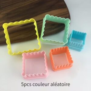 2035 – 5 emporte-pièces carrés double face en plastique de 3/7 cm neufs