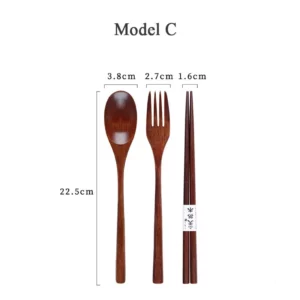 1898 – 4PCS Cuillère fourchette en bois japonaise Baguettes neuves