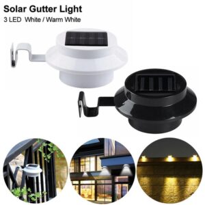 2009 – lampe solaire de gouttière / cloture noir à 3 LED neuve