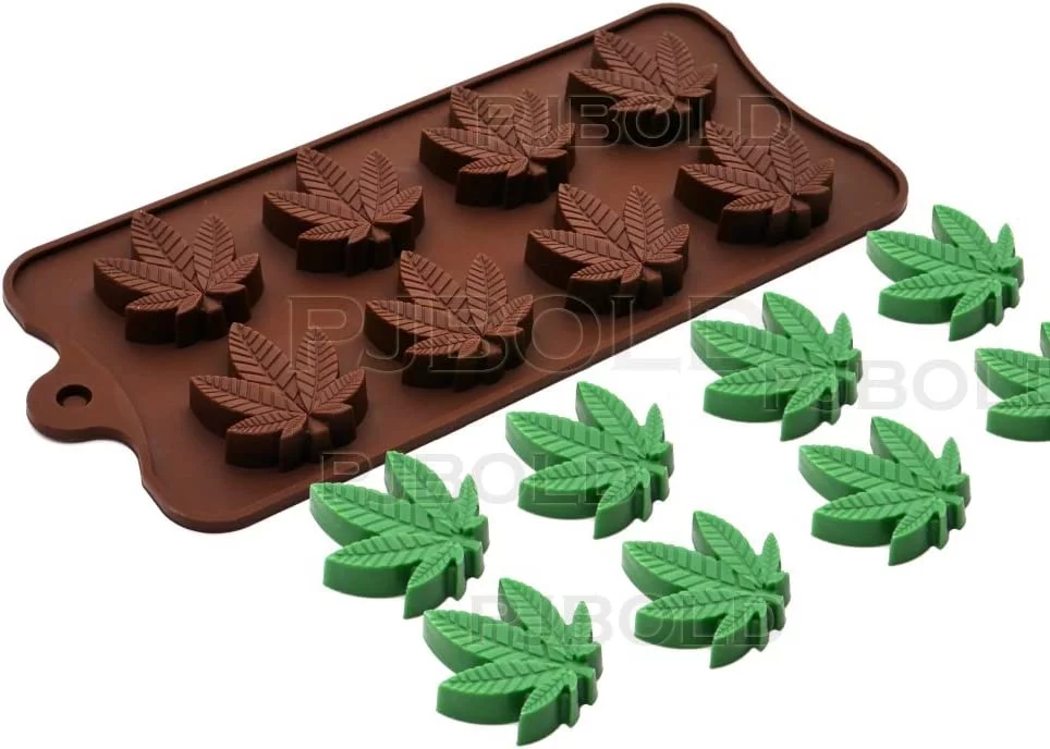 1874 – Moule en silicone en forme de feuille de chanvre neuf – Image 3