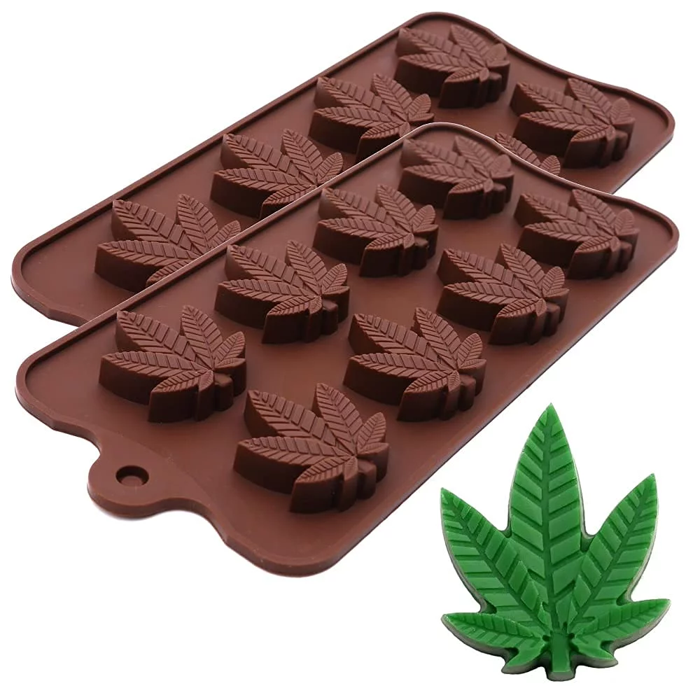 1874 – Moule en silicone en forme de feuille de chanvre neuf – Image 6