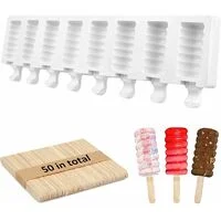 1859 –  Moule Glace 8 Cellules, Moule à Glace en Silicone avec 20 Batonnets neuf
