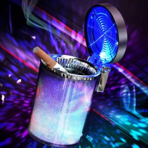 2051 – Cendrier avec couvercle anti-odeurs, éclairage coloré, lumière LED neuf