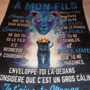1974 – Plaid – couverture lion à mon fils 200 x 150 cm neuf