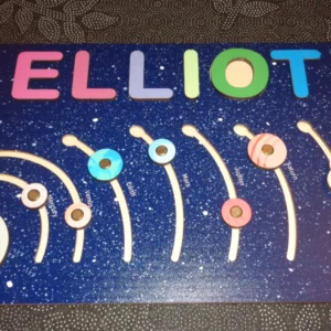 1986 – Tableau puzzle elliot et espace en bois neuf