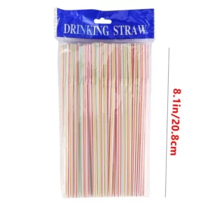 2018 – 100 Pailles en plastique allongées et pliables neuves