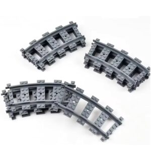 2088 – Lot de 10 rails courbes compatibles pour trains et tramways LEGO neufs
