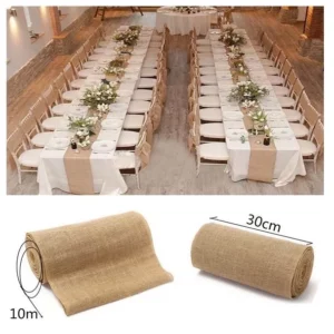 2123 – Chemin de Table en toile de Jute Vintage, 10 m neuf