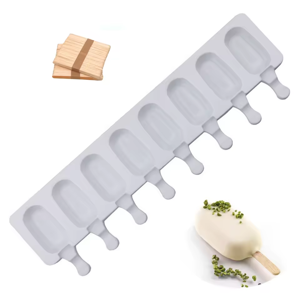 2285 – Moule Glace 8 Cellules, Moule à Glace en Silicone avec 20 Batonnets neuf – Image 3
